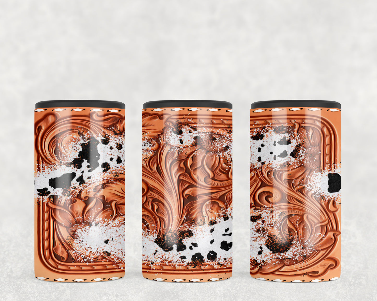 Printed Cowhide Printed Leather 5-in-1 Can Hugger Tumbler - 2265