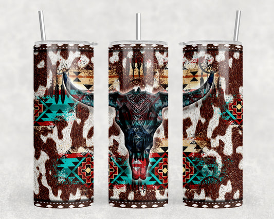 Western Aztec Skull 20oz Skinny Tumbler - 2269