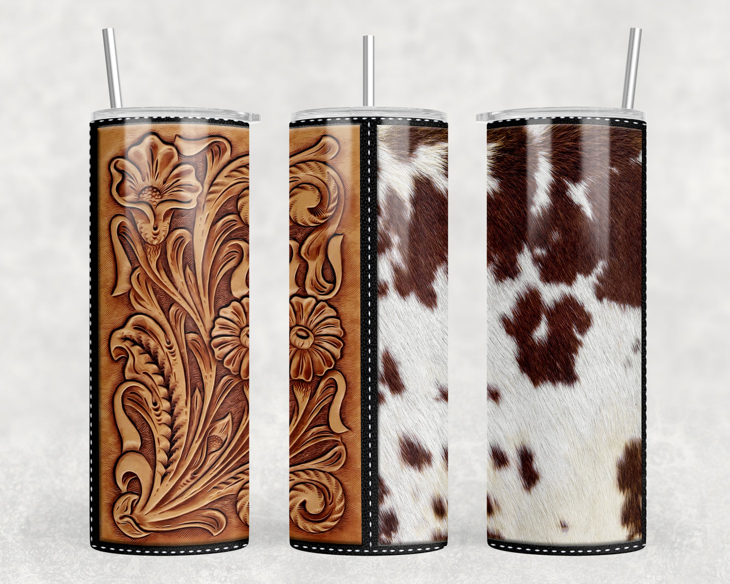 Printed Leather Printed Cowhide 20oz Skinny Tumbler - 2275