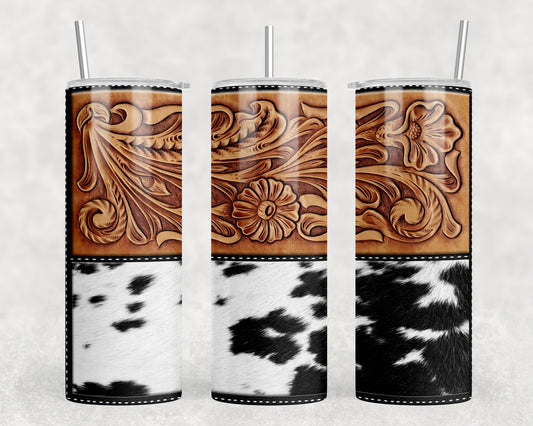 Printed Leather Printed Cowhide 20oz Skinny Tumbler - 2276