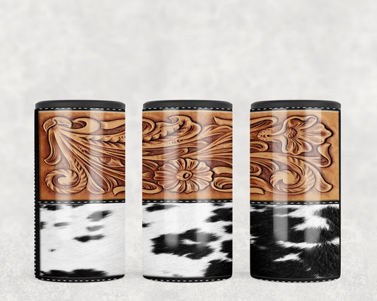 Printed Leather Printed Cowhide 5-in-1 Can Hugger Tumbler - 2276