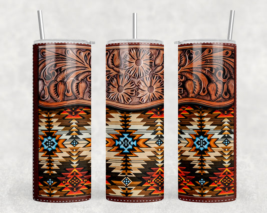 Printed Leather Aztec 20oz Skinny Tumbler - 2287