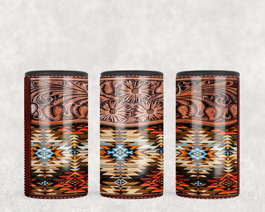 Printed Leather Aztec 5-in-1 Can Hugger Tumbler - 2287