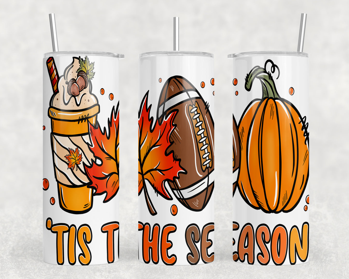 Fall Football Pumpkin 20oz Skinny Tumbler - 2288