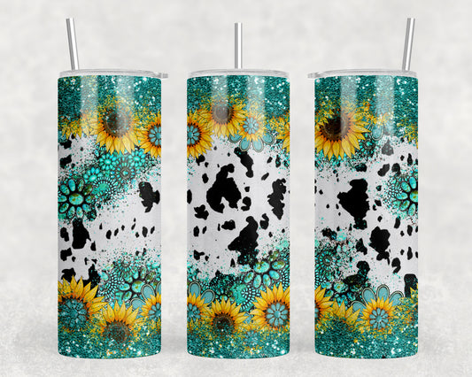 Printed Cowhide Sunflowers 20oz Skinny Tumbler - 2289