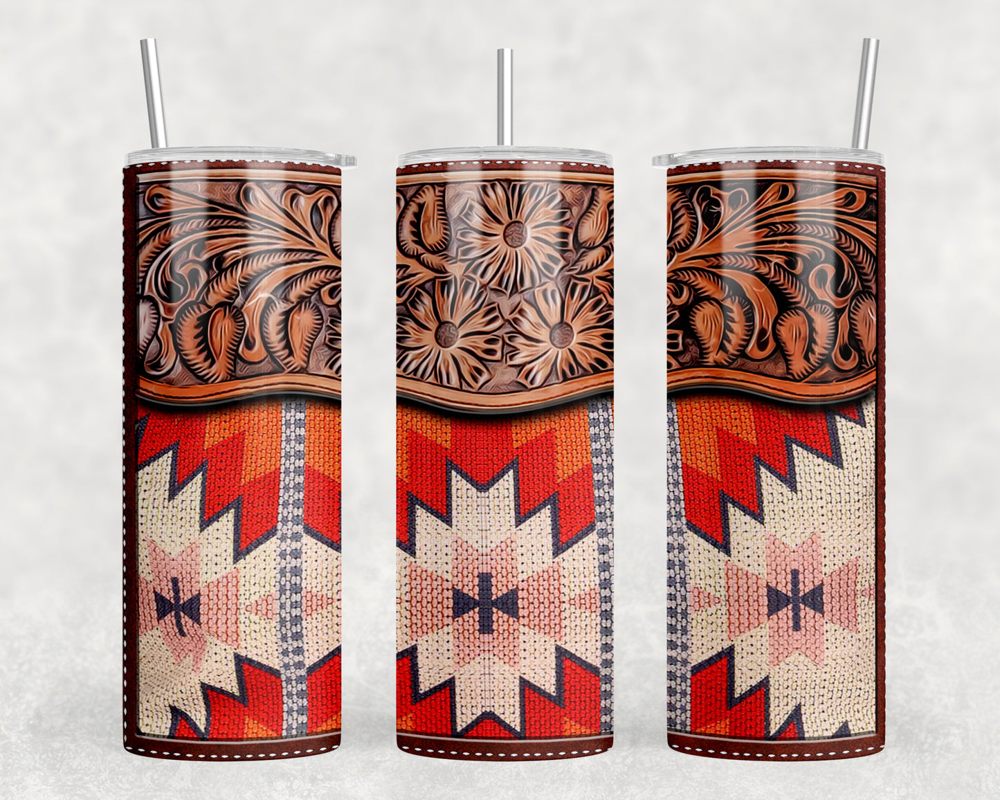 Aztec Printed Leather 20oz Skinny Tumbler - 2291