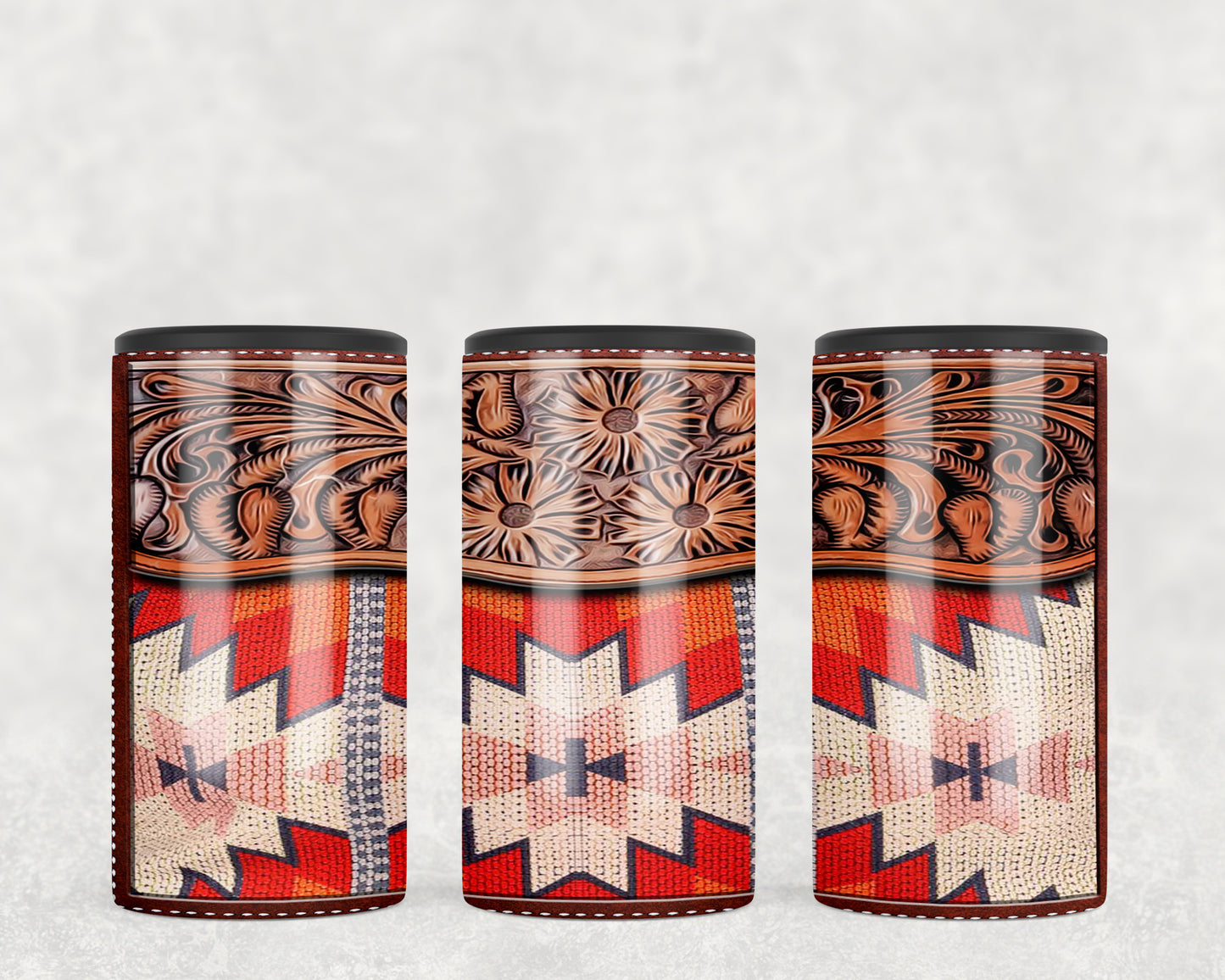 Aztec Printed Leather 5-in-1 Can Hugger Tumbler - 2291