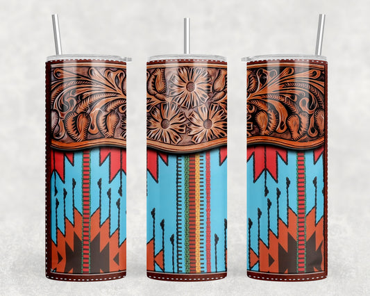 Aztec Printed Leather 20oz Skinny Tumbler - 2292