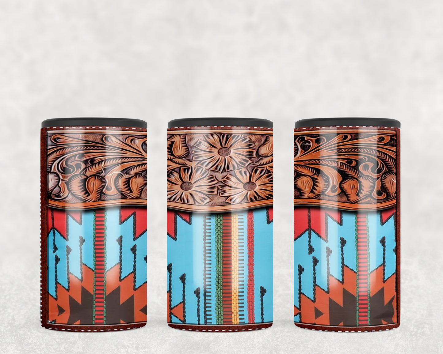 Aztec Printed Leather 5-in-1 Can Hugger Tumbler - 2292