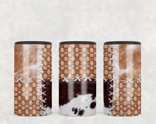 Printed Cowhide Printed Leather 5-in-1 Can Hugger Tumbler - 2294