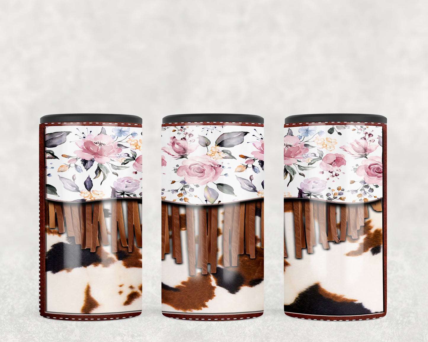 Printed Cowhide Printed Leather 5-in-1 Can Hugger Tumbler - 2295