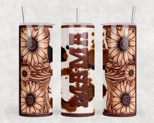 Printed Cowhide Printed Leather Mama 20oz Skinny Tumbler - 2296