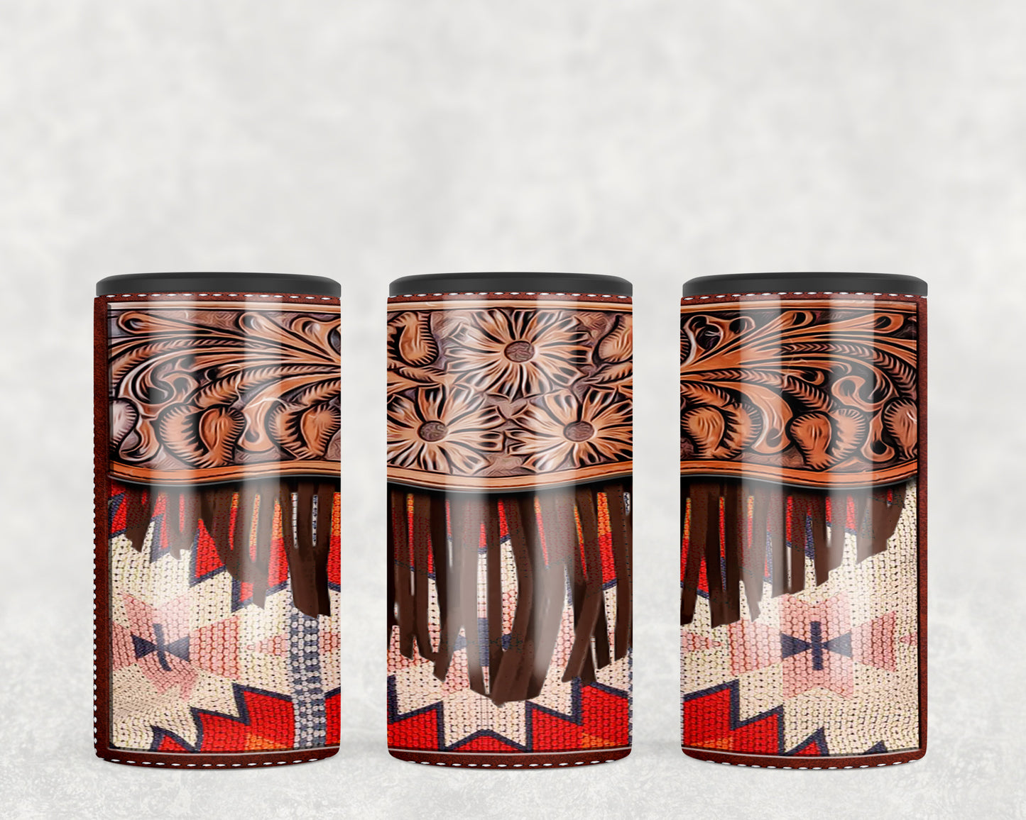 Aztec Printed Leather 5-in-1 Can Hugger Tumbler - 2297