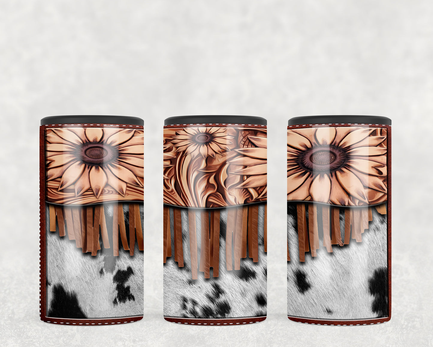 Printed Cowhide Printed Leather 5-in-1 Can Hugger Tumbler - 2299