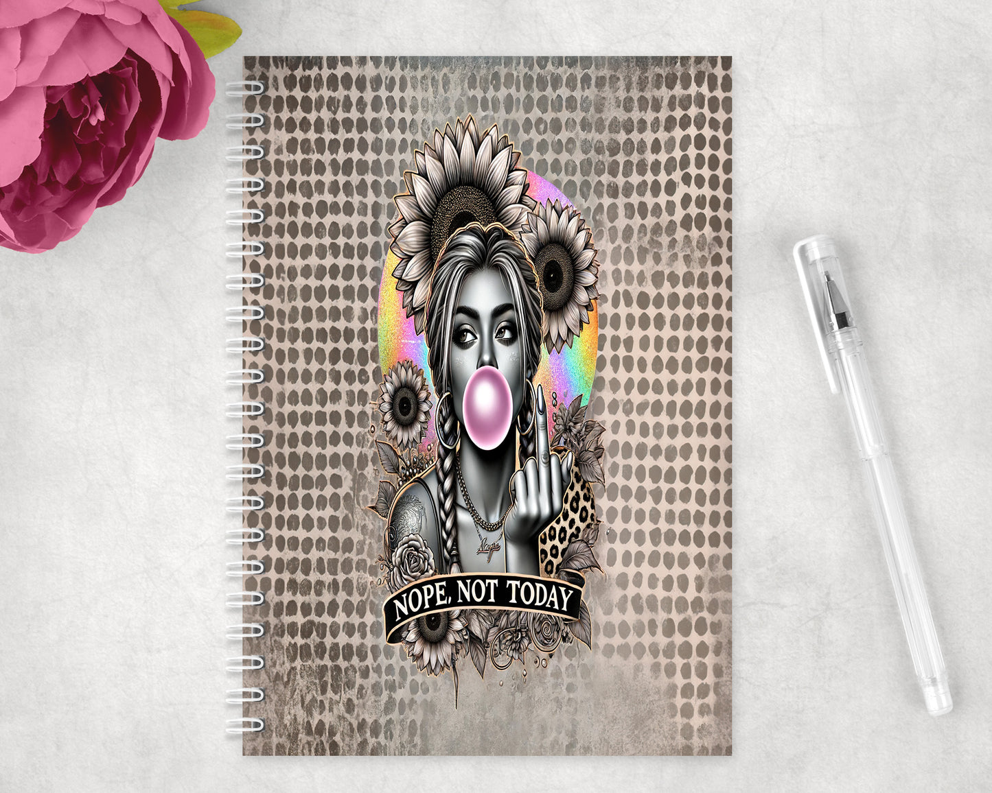 Funny Not Today Girl Spiral Lined A5 Journal - 230