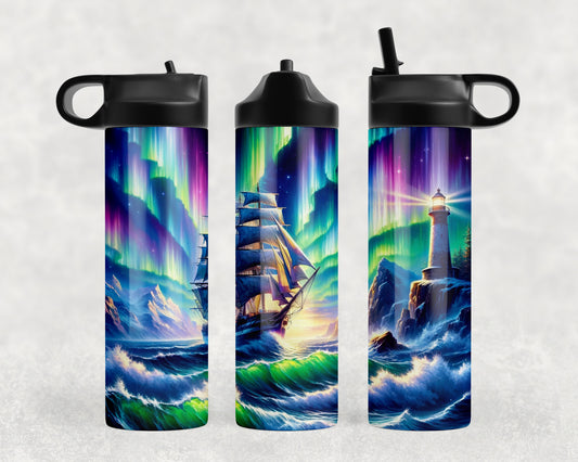 Northern Lights Ship Ocean Water Bottle - 231