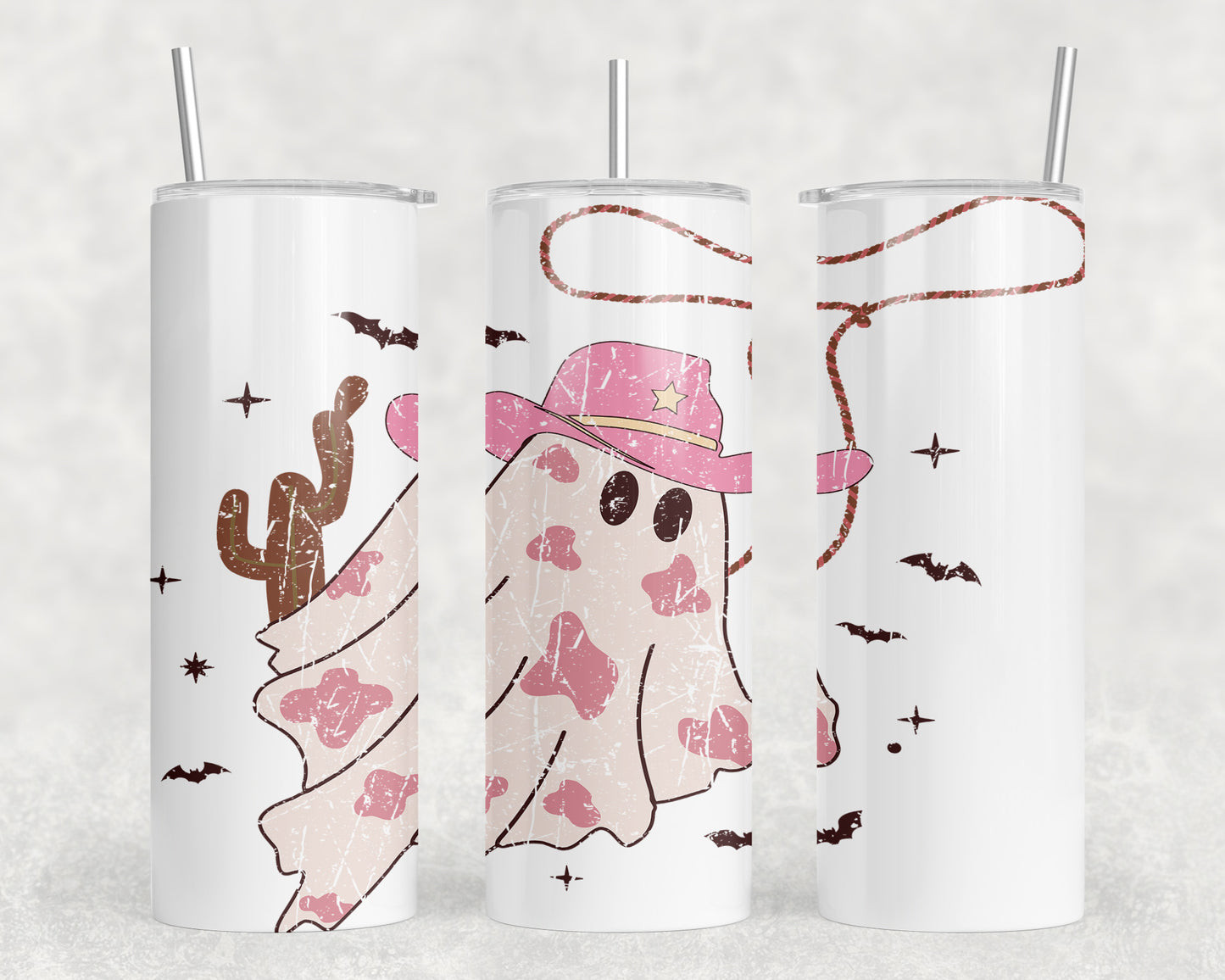 Cute Western Halloween Ghost 20oz Skinny Tumbler - 2333