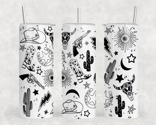 Western Mini Collage 20oz Skinny Tumbler - 2336