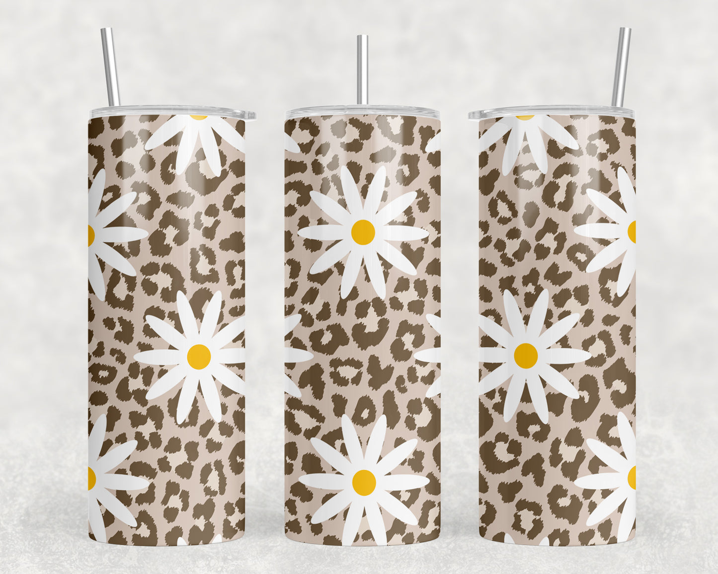 Leopard Print Daisies 20oz Skinny Tumbler - 2337