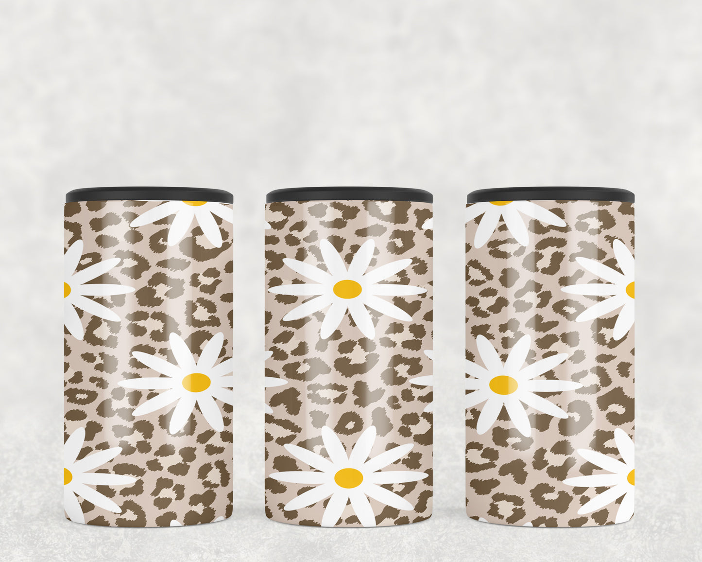 Leopard Print Daisies 5-in-1 Can Hugger Tumbler - 2337