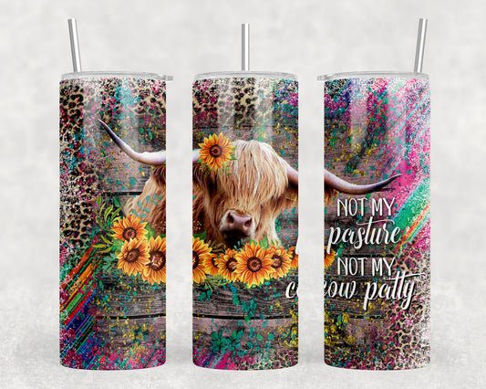 Funny Highland Cow Not My Pasture 20oz Skinny Tumbler - 2343