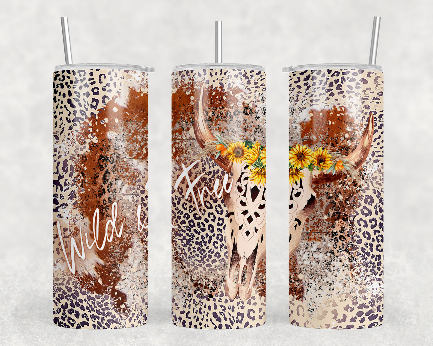 Western Skull 20oz Skinny Tumbler - 2344