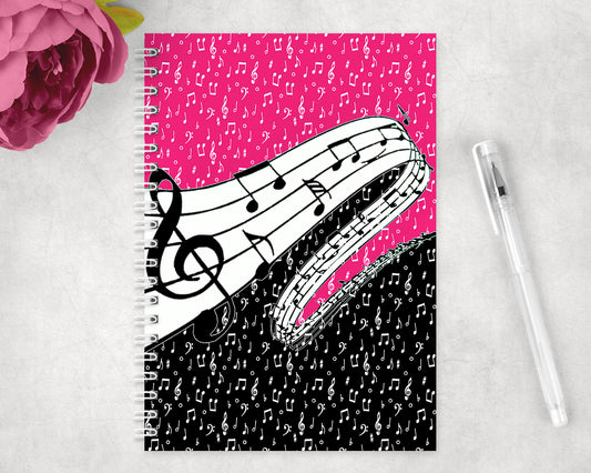 Music Notes Spiral Lined A5 Journal - 234