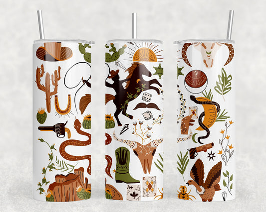 Western Mini Collage 20oz Skinny Tumbler - 2358