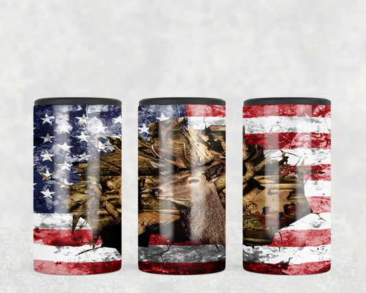 American Flag Deer 5-in-1 Can Hugger Tumbler - 2359