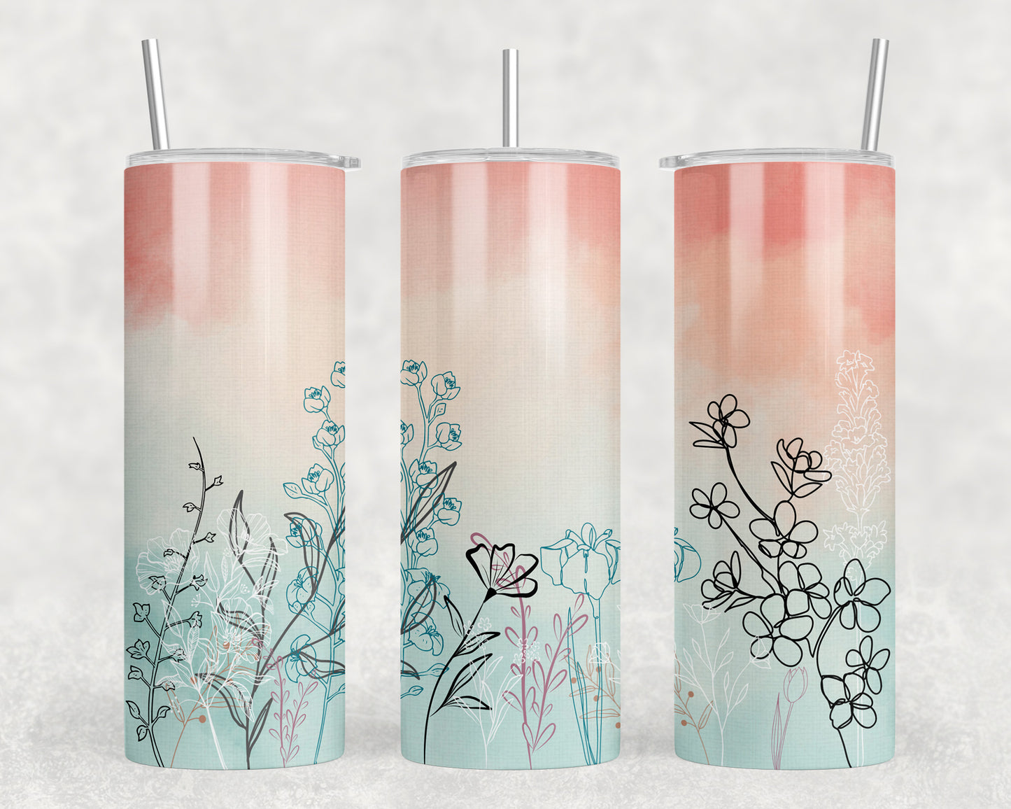 Flowers 20oz Skinny Tumbler - 2364