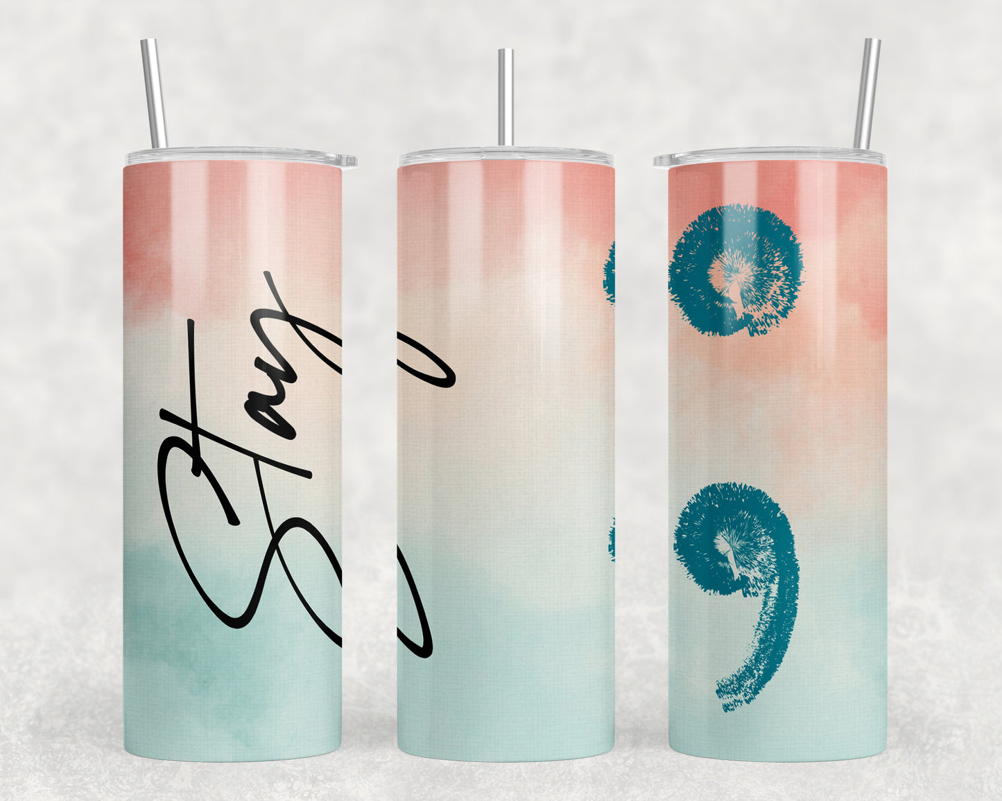 Semi Colon Stay Mental Health 20oz Skinny Tumbler - 2378