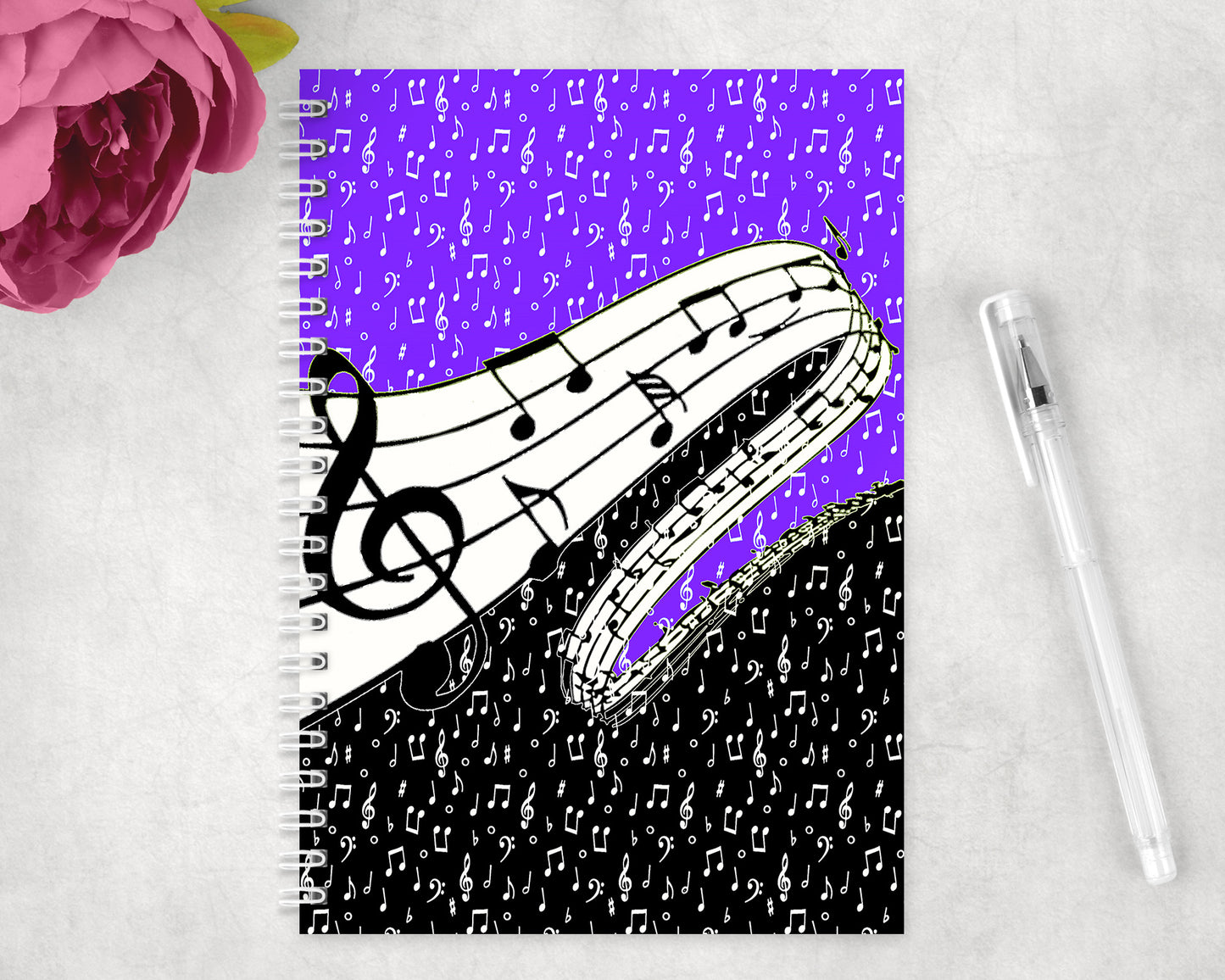 Music Notes Spiral Lined A5 Journal - 237