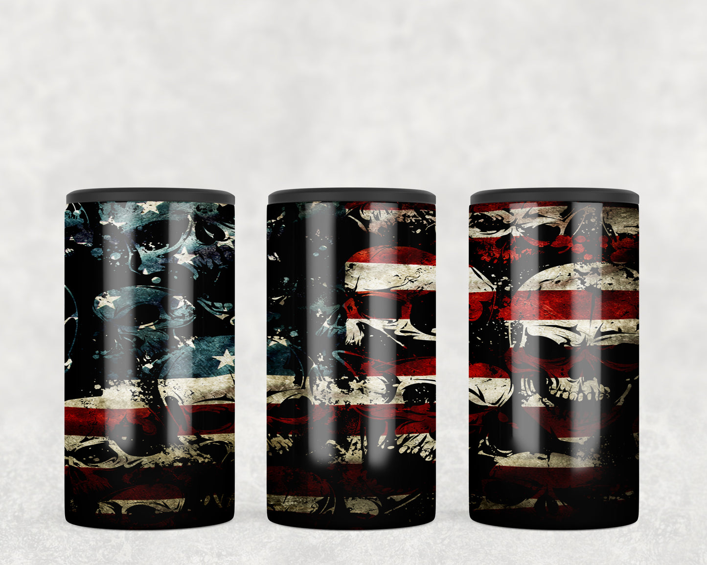 American Flag Skulls 5-in-1 Can Hugger Tumbler - 2396