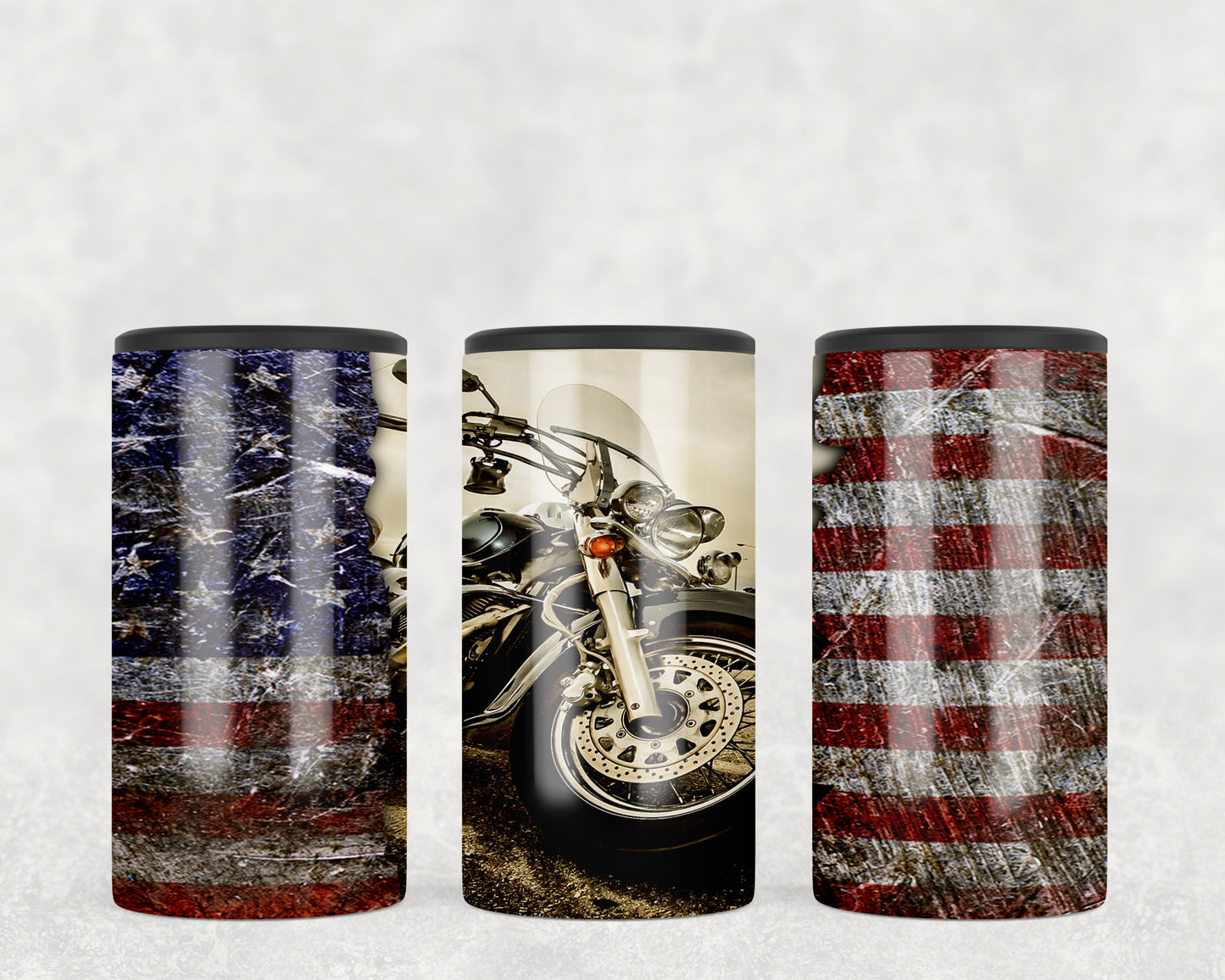 American Flag Motorcycle 5-in-1 Can Hugger Tumbler - 2397