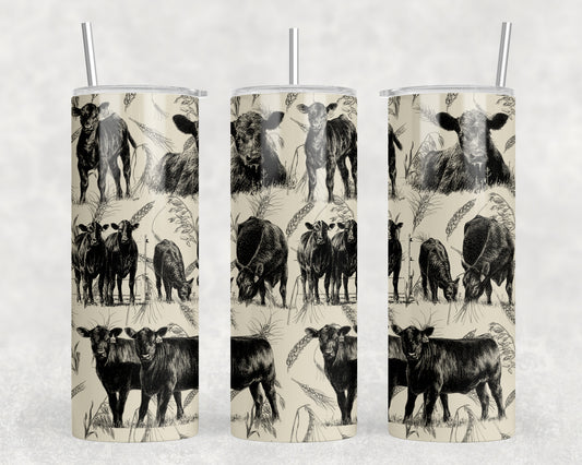 Black Angus Cows 20oz Skinny Tumbler - 2403