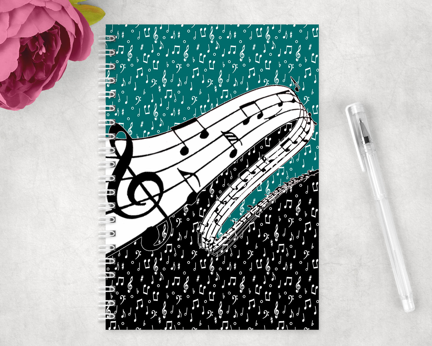 Music Notes Spiral Lined A5 Journal - 241