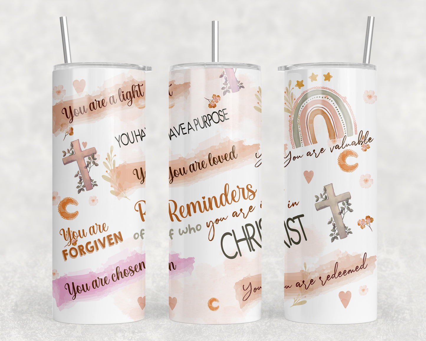 Bible Verse Affirmations 20oz Skinny Tumbler - 2422