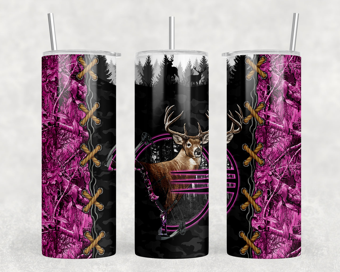 Camo Deer Hunting 20oz Skinny Tumbler - 2424