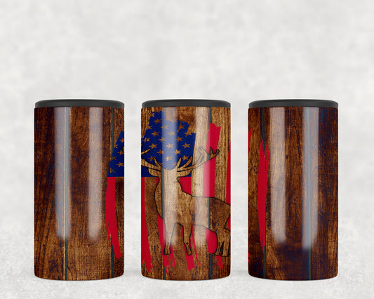 American Flag Deer 5-in-1 Can Hugger Tumbler - 2425