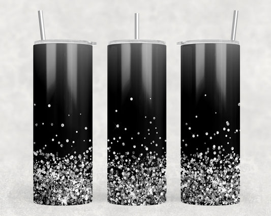 Faux Printed Glitter Black and Yellow 20oz Skinny Tumbler - 2434