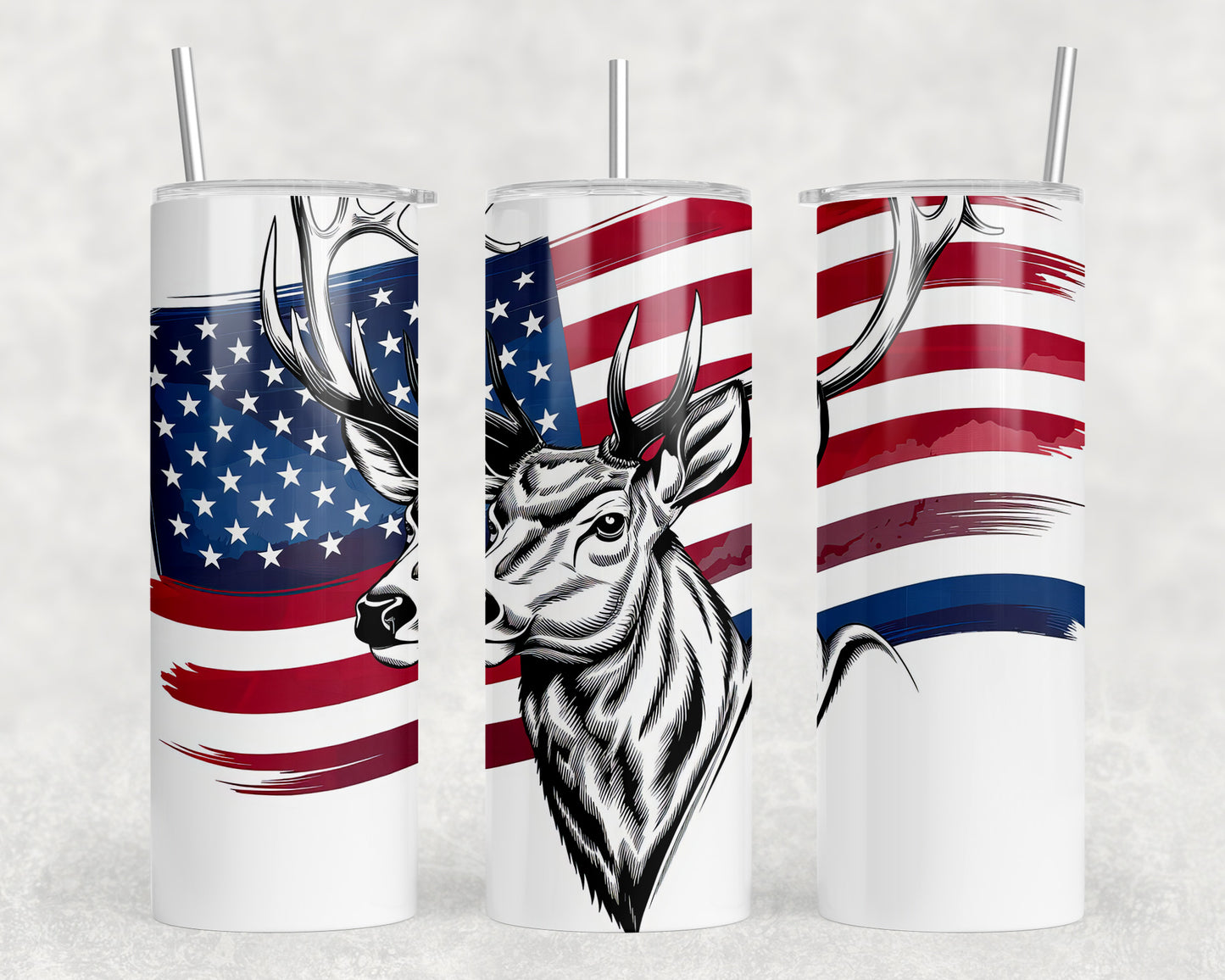 American Flag Buck 20oz Skinny Tumbler - 243