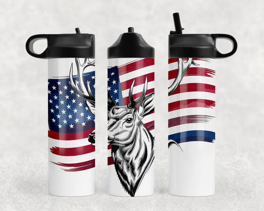 American Flag Buck Water Bottle - 243