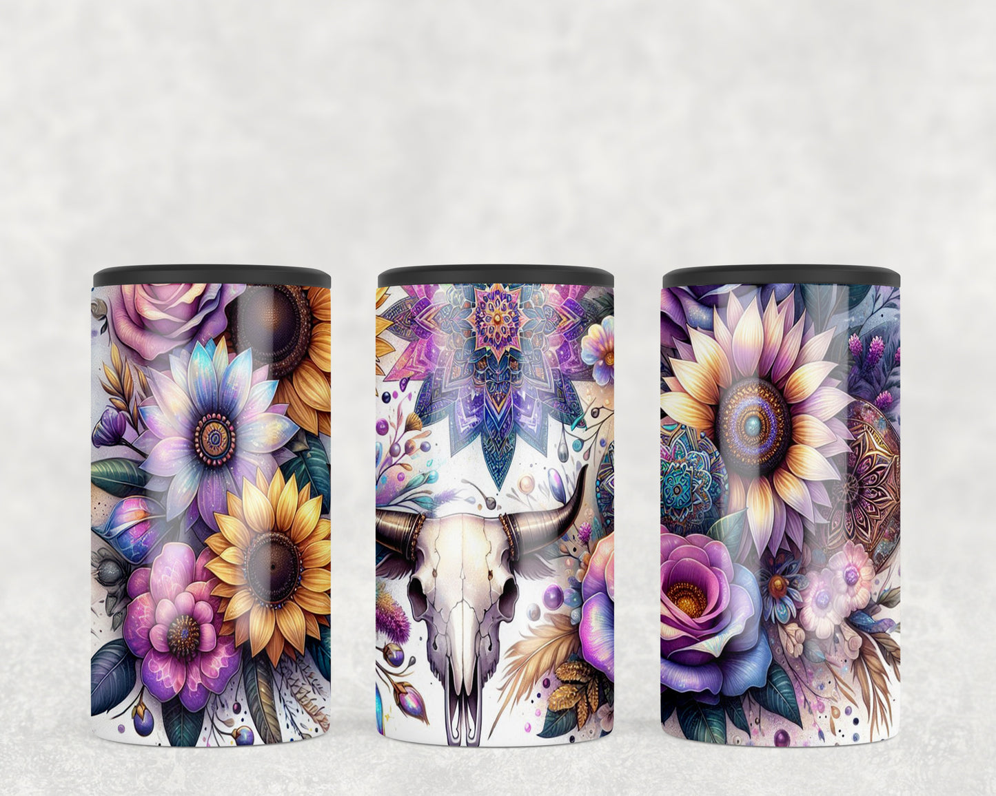 Western Floral Skull 5-in-1 Can Hugger Tumbler - 244