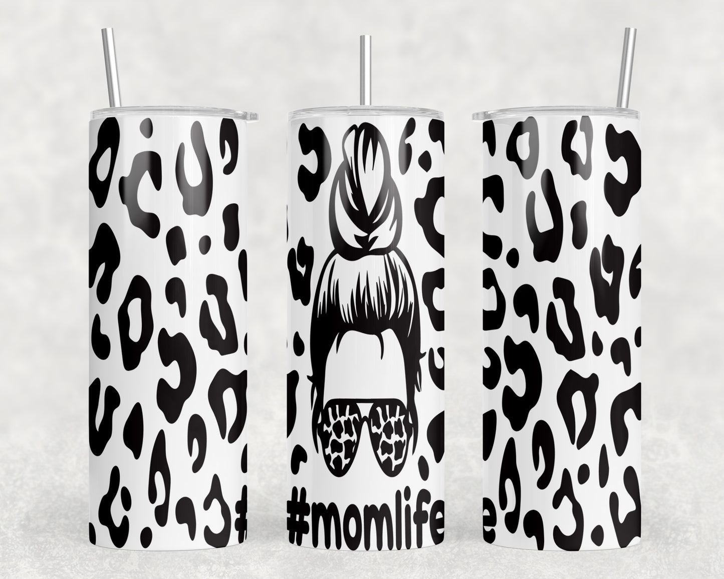 Leopard Print Mom Life 20oz Skinny Tumbler - 2476