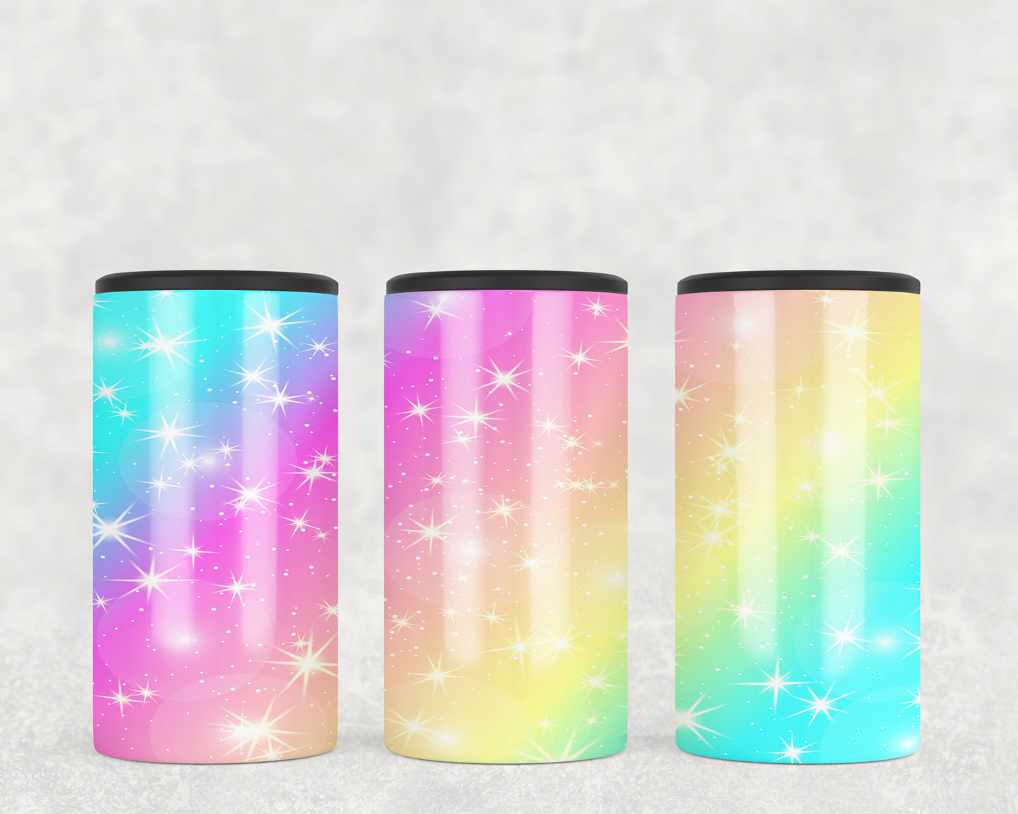 Rainbow Faux Printed Glitter 5-in-1 Can Hugger Tumbler - 2489