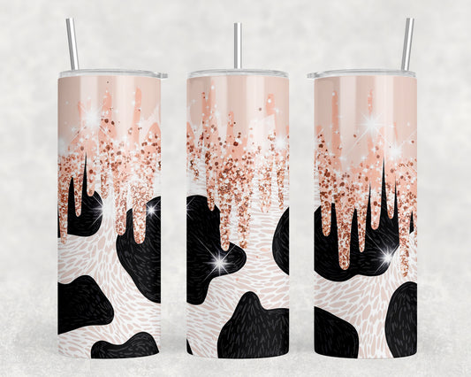 Cow Print Printed Glitter 20oz Skinny Tumbler - 248