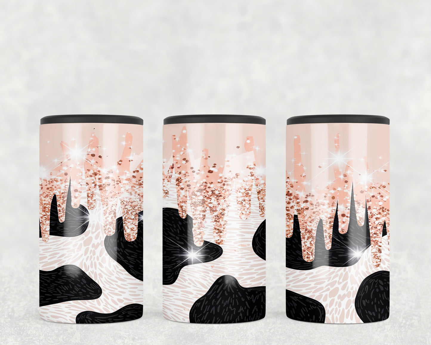 Cow Print Printed Glitter 5-in-1 Can Hugger Tumbler - 248