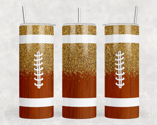 Faux Printed Glitter Football 20oz Skinny Tumbler - 2493