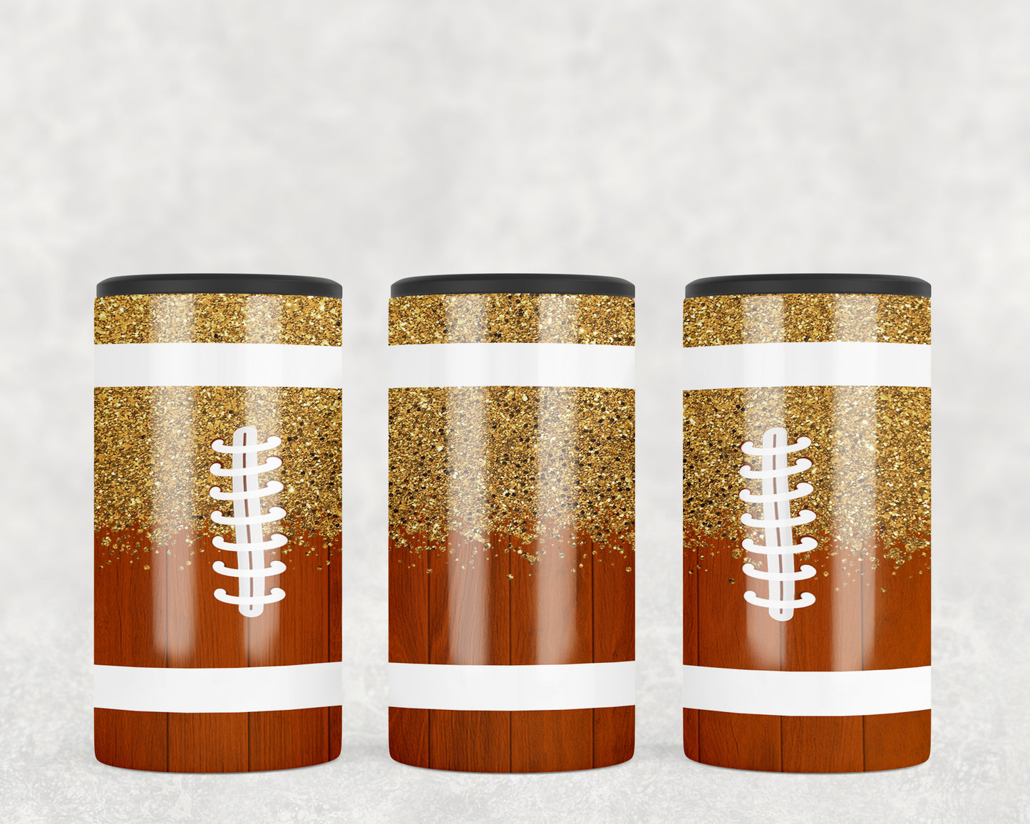 Faux Printed Glitter Football 5-in-1 Can Hugger Tumbler - 2493