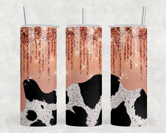 Cow Print Printed Glitter 20oz Skinny Tumbler - 249